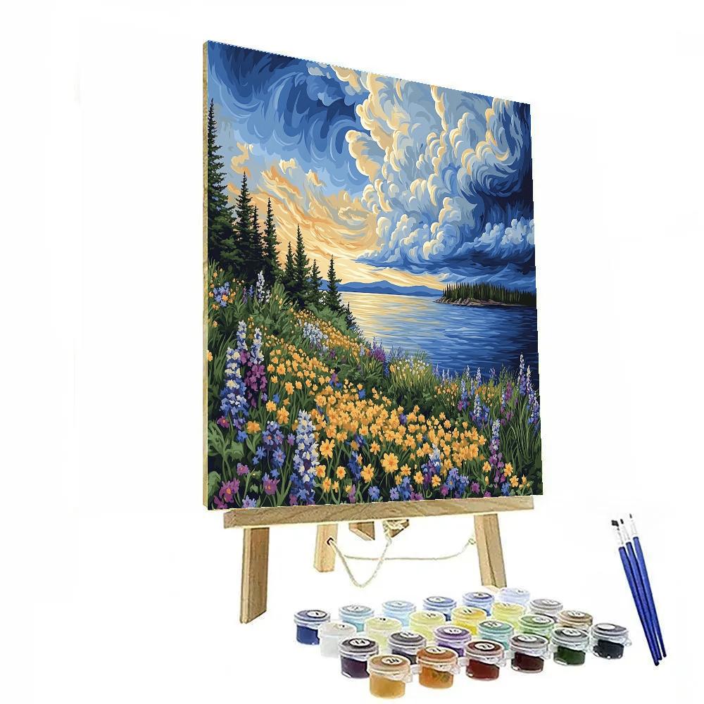 J. E. H. MacDonald Inspired Wildflower Shore And Gathering Storm paint by number
