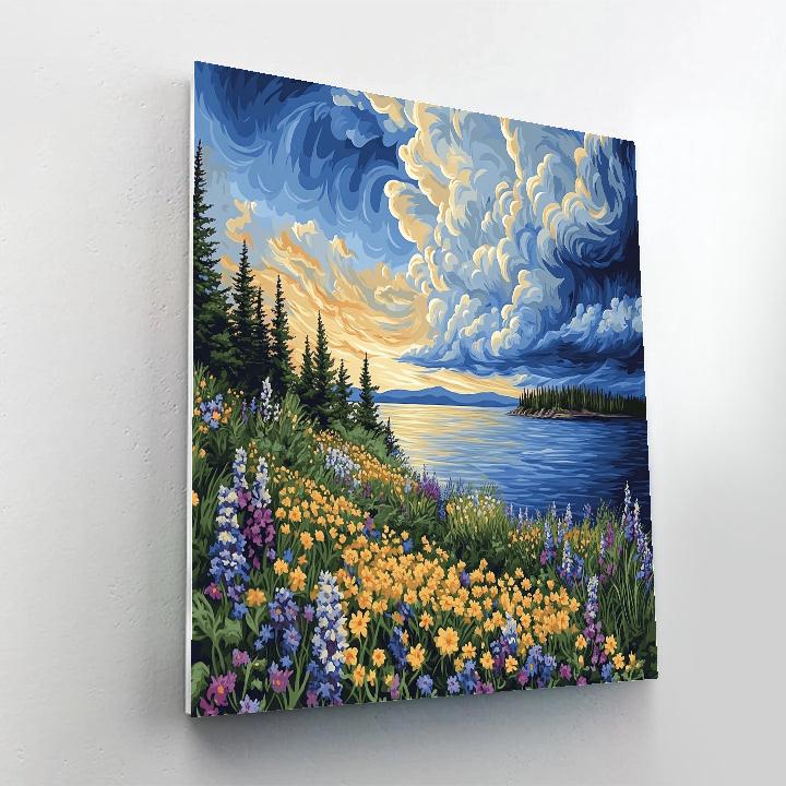 J. E. H. MacDonald Inspired Wildflower Shore And Gathering Storm paint by number