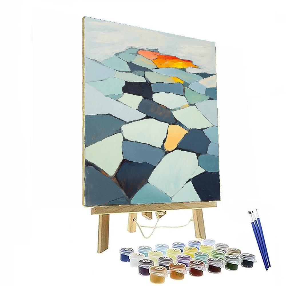 Jean-Paul Riopelle Inspired Ember Lake In Breaking Ice Tiles painting number kit