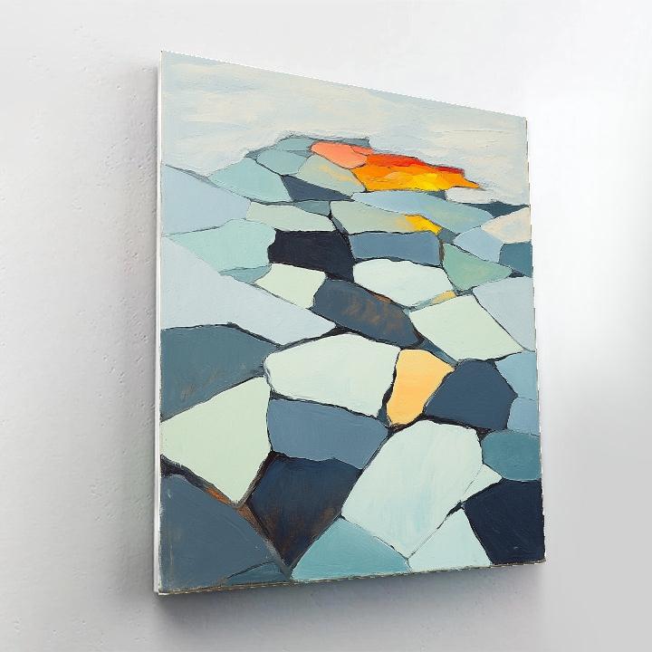 Jean-Paul Riopelle Inspired Ember Lake In Breaking Ice Tiles painting number kit