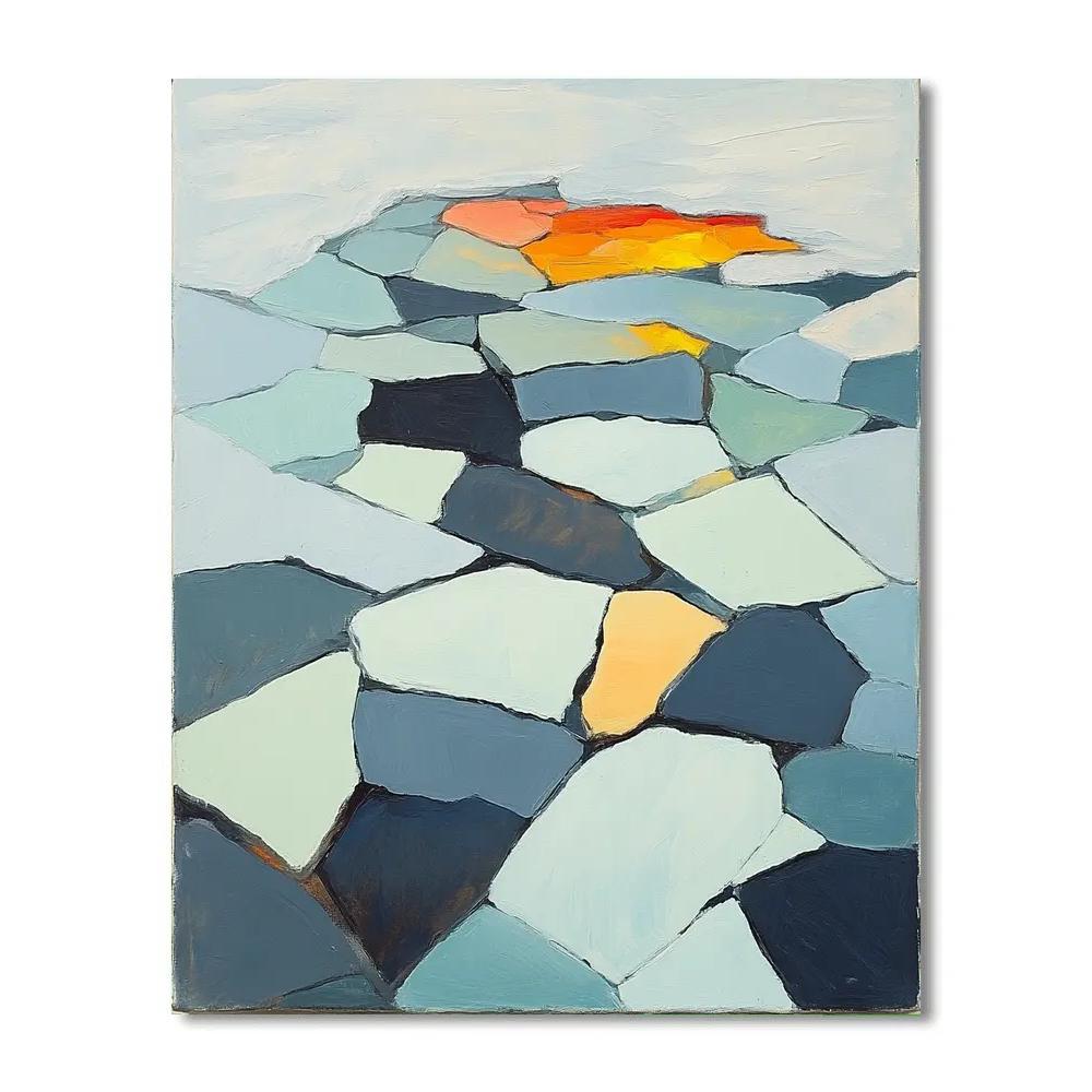 Jean-Paul Riopelle Inspired Ember Lake In Breaking Ice Tiles painting number kit