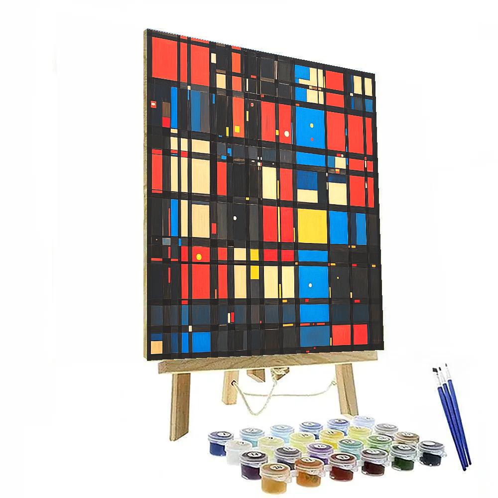 Mondrian Inspired City Grid Nightscape Numbered painting kits