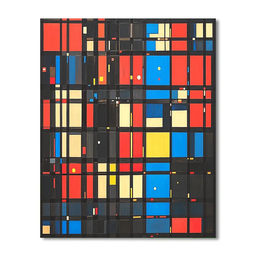 Mondrian Inspired City Grid Nightscape Numbered painting kits