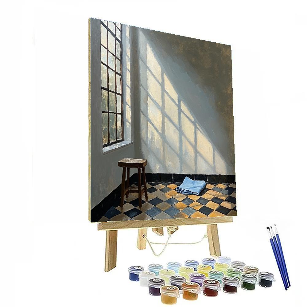 Johannes Vermeer Inspired Delft Window Light On Tiled Floor painting number kit