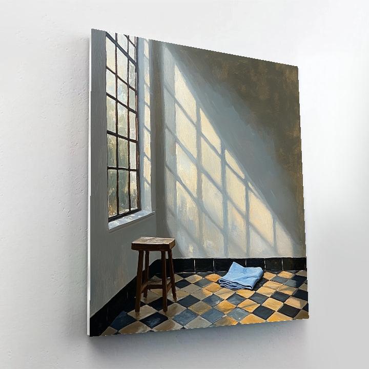 Johannes Vermeer Inspired Delft Window Light On Tiled Floor painting number kit