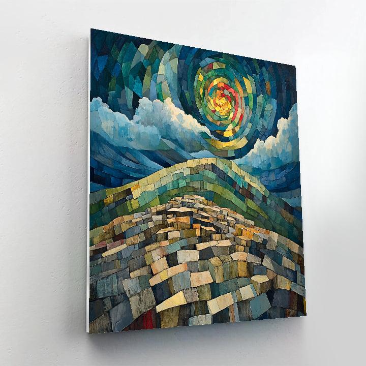 Jean-Paul Riopelle Inspired Verdant Storm Over Granite Ridge DIY paint by numbers