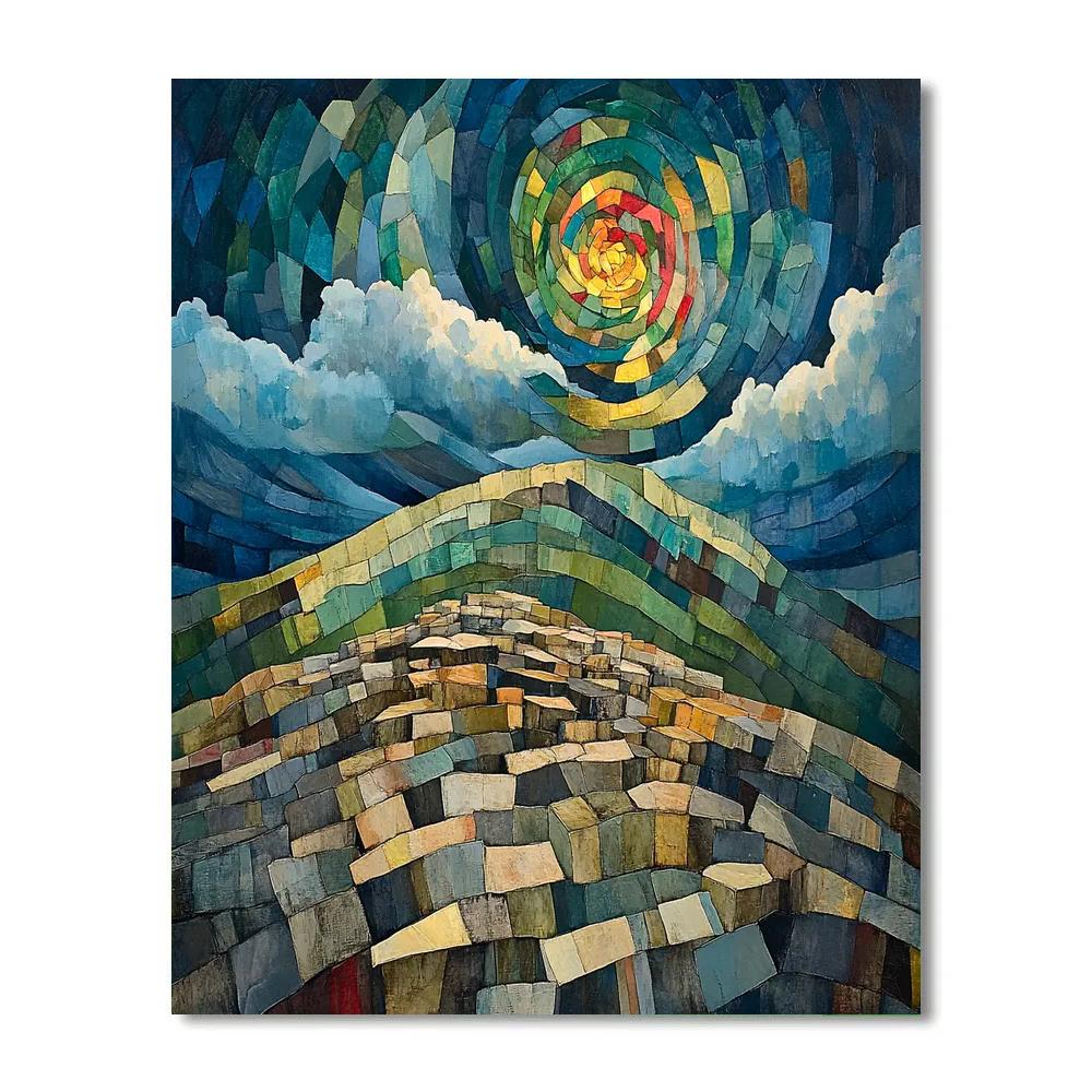 Jean-Paul Riopelle Inspired Verdant Storm Over Granite Ridge DIY paint by numbers