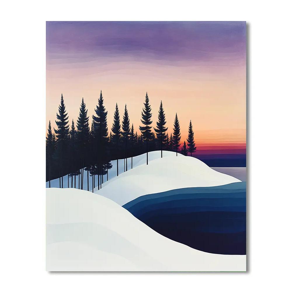 Lawren Harris Inspired Silent Pine Ridge At Dusk paint by numbers