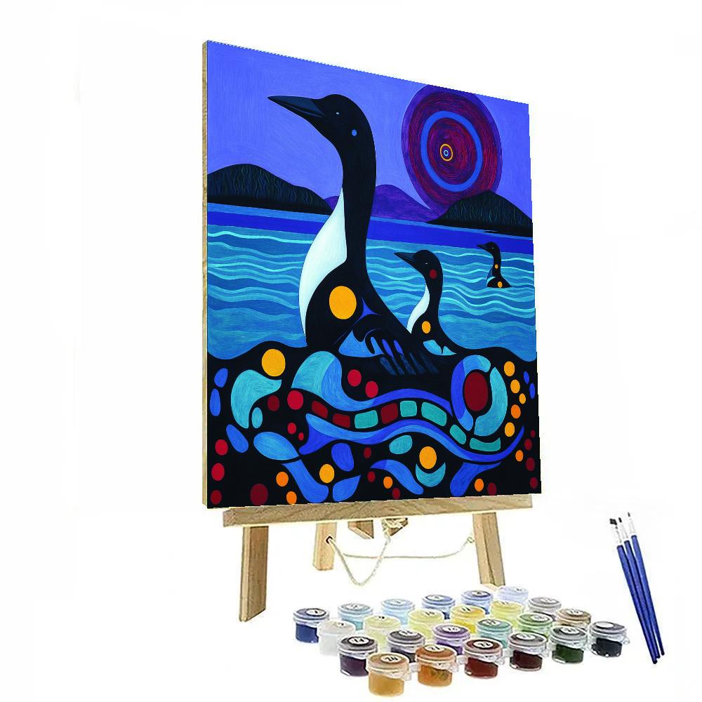 Norval Morrisseau Inspired Loon Echoes On Spirit Lake Paint by numbers art