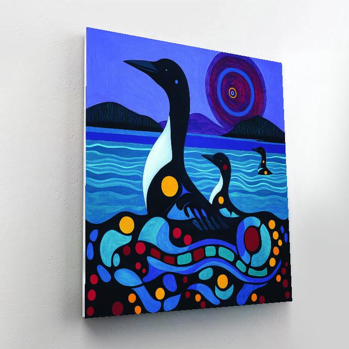 Norval Morrisseau Inspired Loon Echoes On Spirit Lake Paint by numbers art