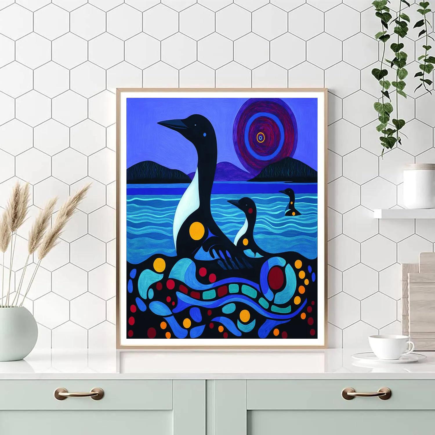 Norval Morrisseau Inspired Loon Echoes On Spirit Lake Paint by numbers art