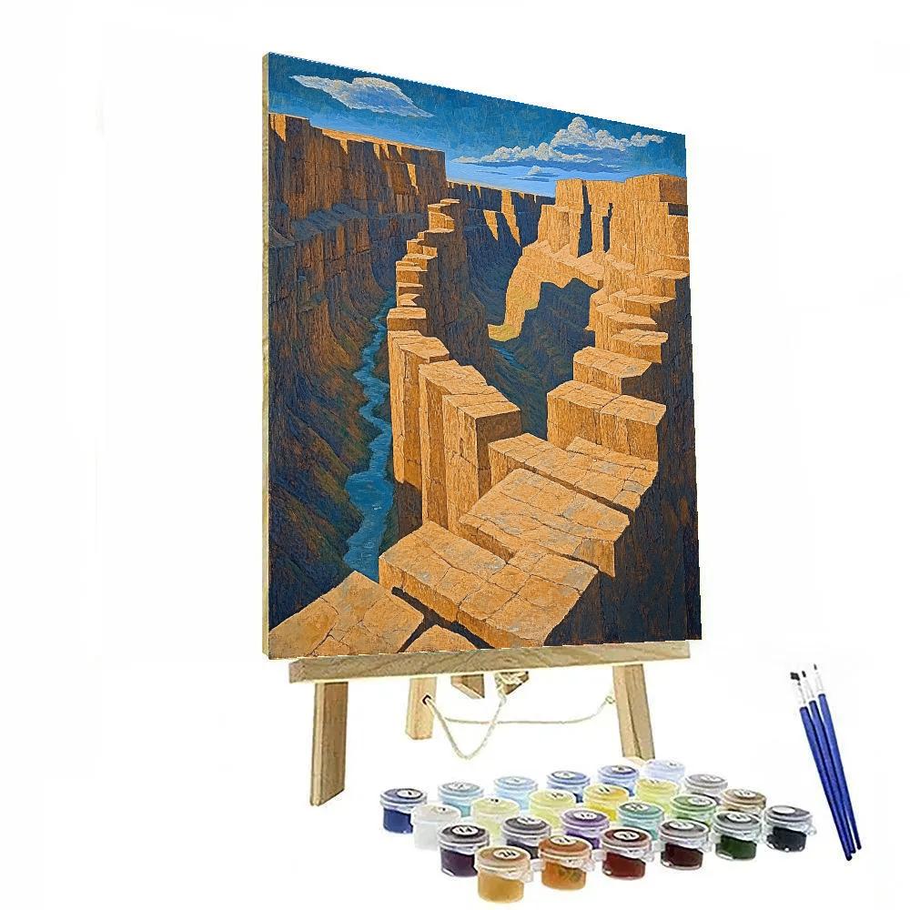 Pablo Picasso Inspired Cubist Canyon Landscape Number painting