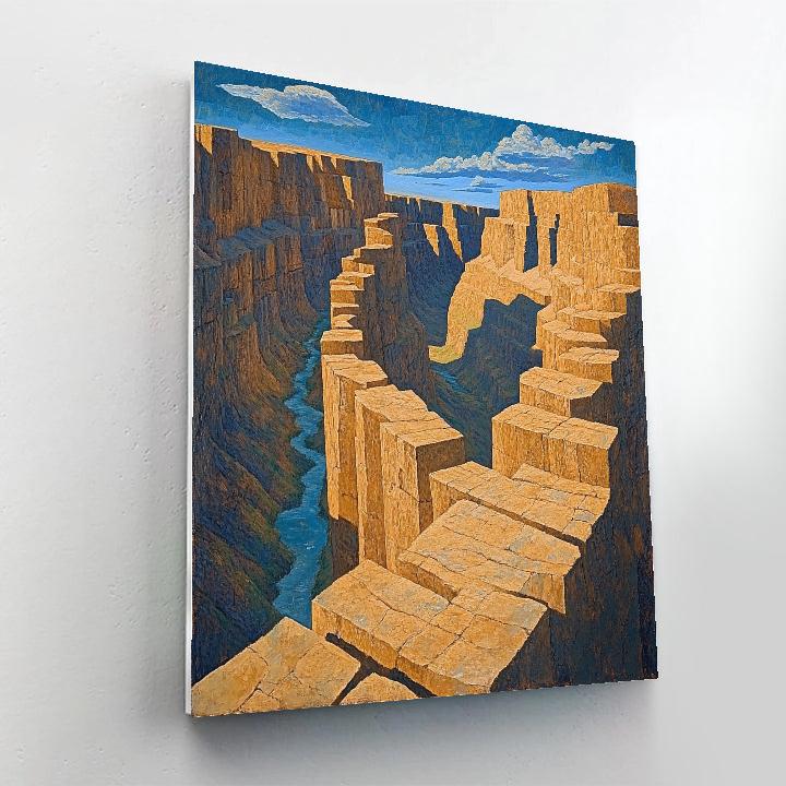 Pablo Picasso Inspired Cubist Canyon Landscape Number painting