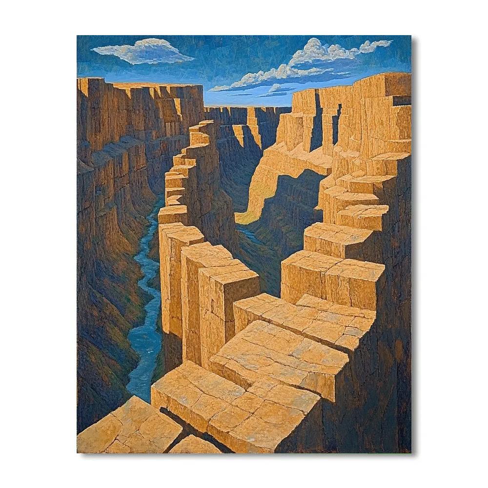 Pablo Picasso Inspired Cubist Canyon Landscape Number painting