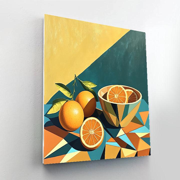 Pablo Picasso Inspired Fractured Still Life With Citrus And Clay Bowl Paint by numbers kits
