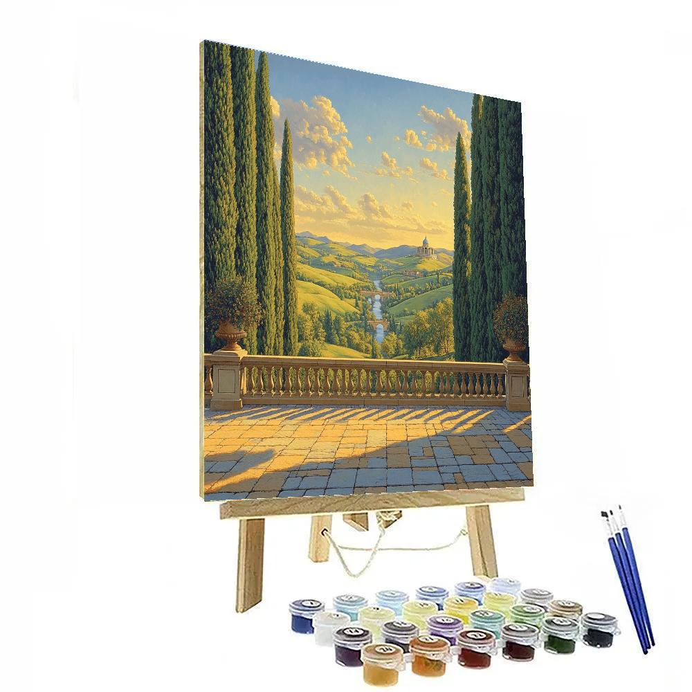 Raphael Inspired Luminous Terrace Overlooking Tranquil Valley Paint by numbers art