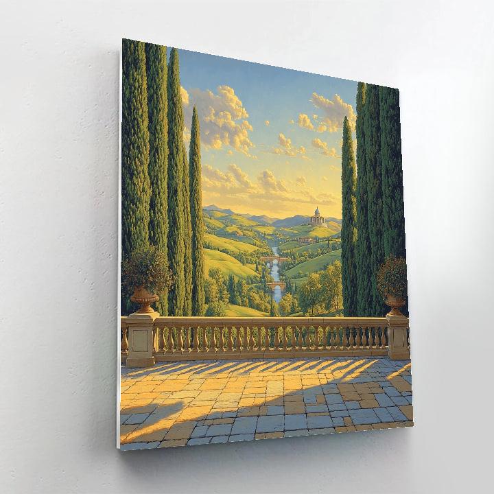 Raphael Inspired Luminous Terrace Overlooking Tranquil Valley Paint by numbers art