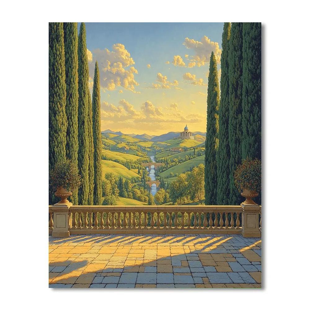 Raphael Inspired Luminous Terrace Overlooking Tranquil Valley Paint by numbers art