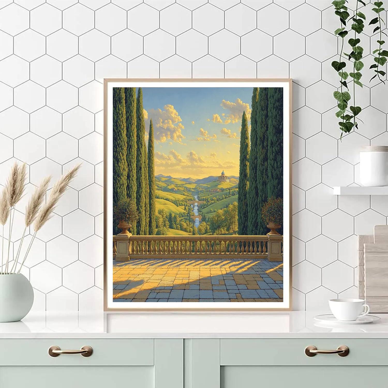 Raphael Inspired Luminous Terrace Overlooking Tranquil Valley Paint by numbers art
