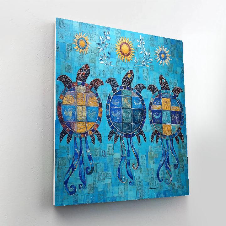 Norval Morrisseau Inspired Turtles Carrying Rivers Of Light paint by number