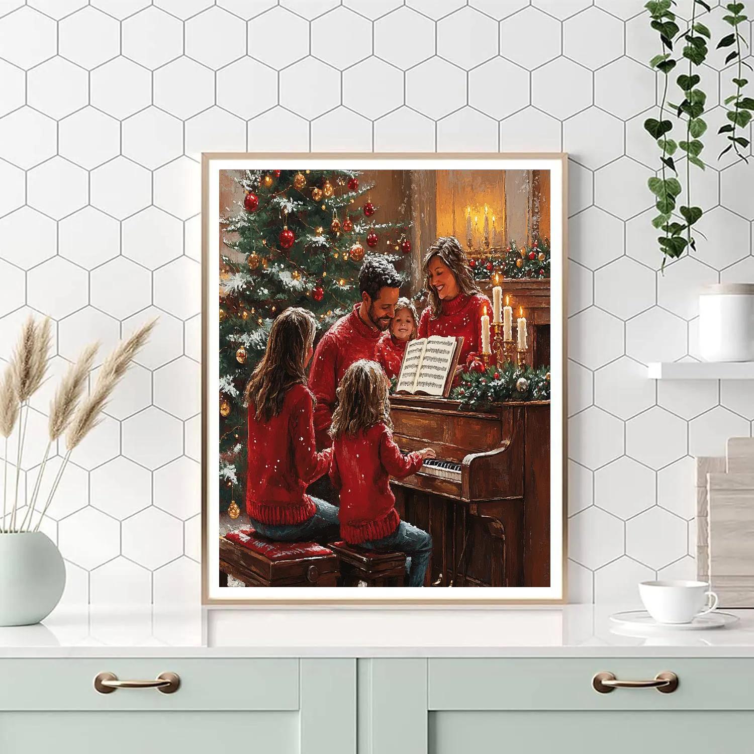 Candlelit Carol Around The Piano Paint by numbers art