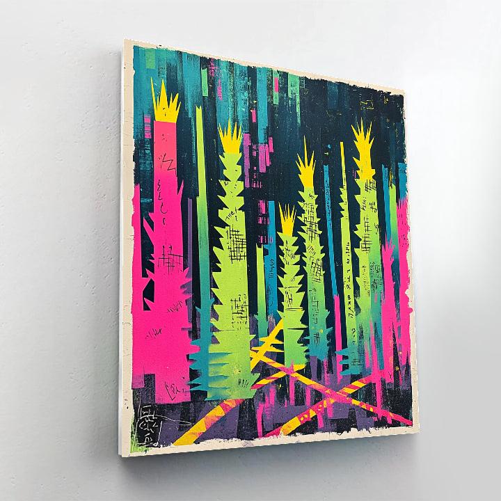 Jean Michel Basquiat Inspired Neon Forest Of Symbols Painting by numbers kit