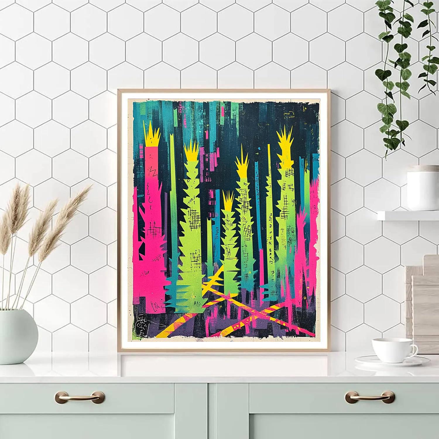 Jean Michel Basquiat Inspired Neon Forest Of Symbols Painting by numbers kit