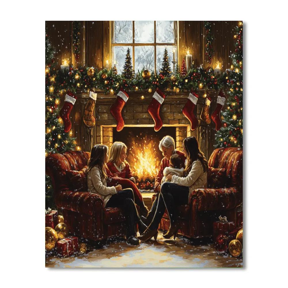Gathering At The Christmas Hearth paint by numbers