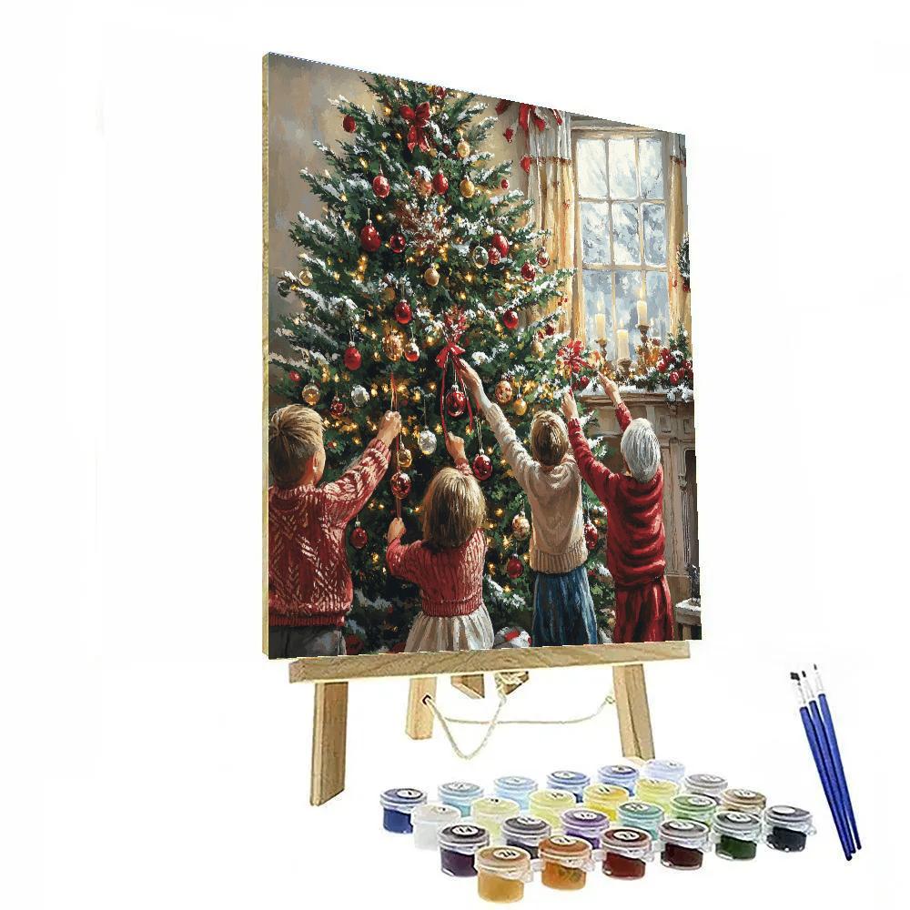 Tree Decorating With Grandparents Painting by numbers kit