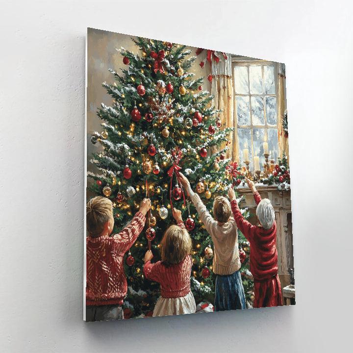 Tree Decorating With Grandparents Painting by numbers kit