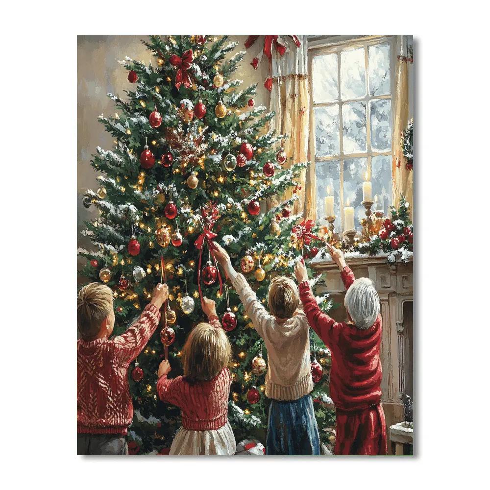 Tree Decorating With Grandparents Painting by numbers kit