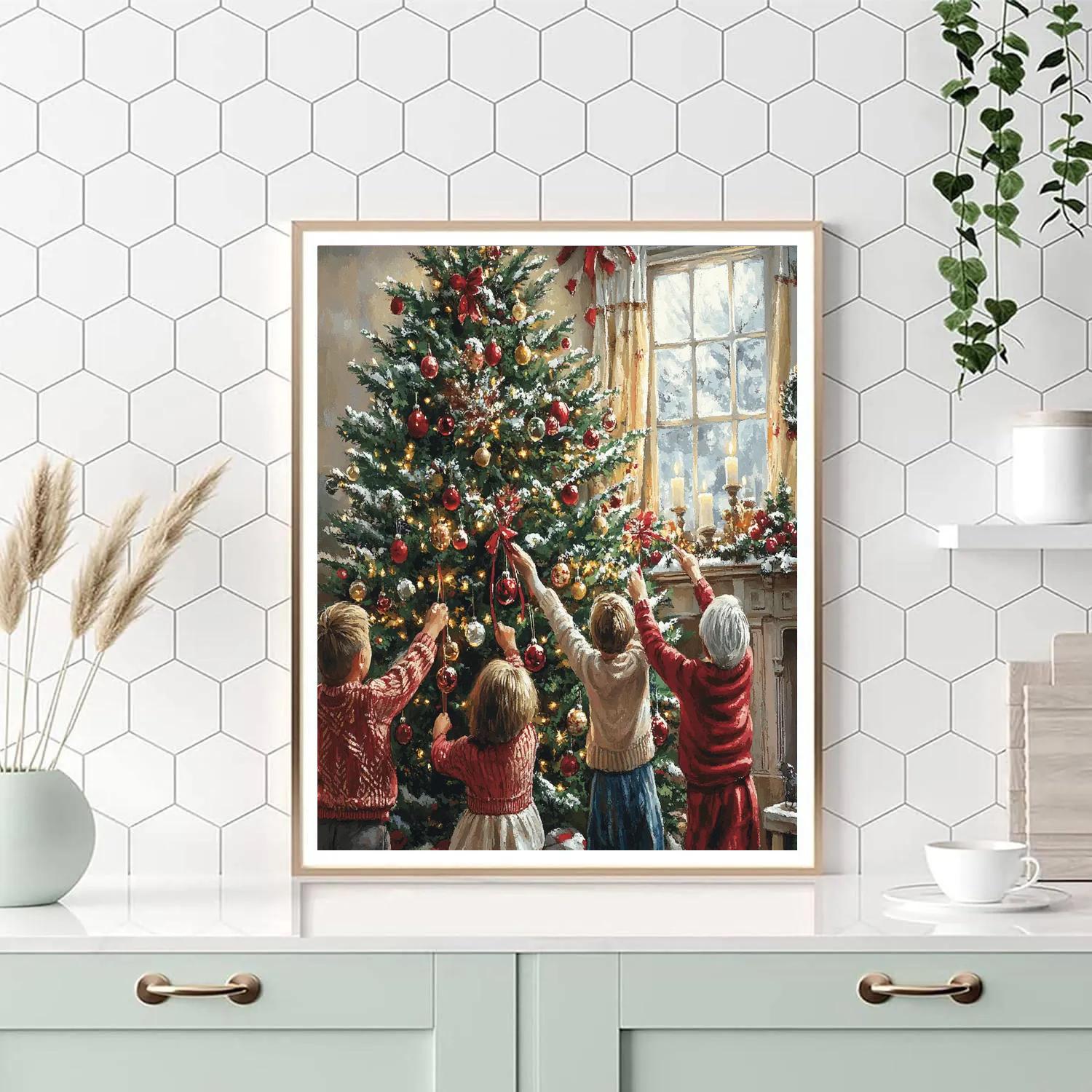 Tree Decorating With Grandparents Painting by numbers kit