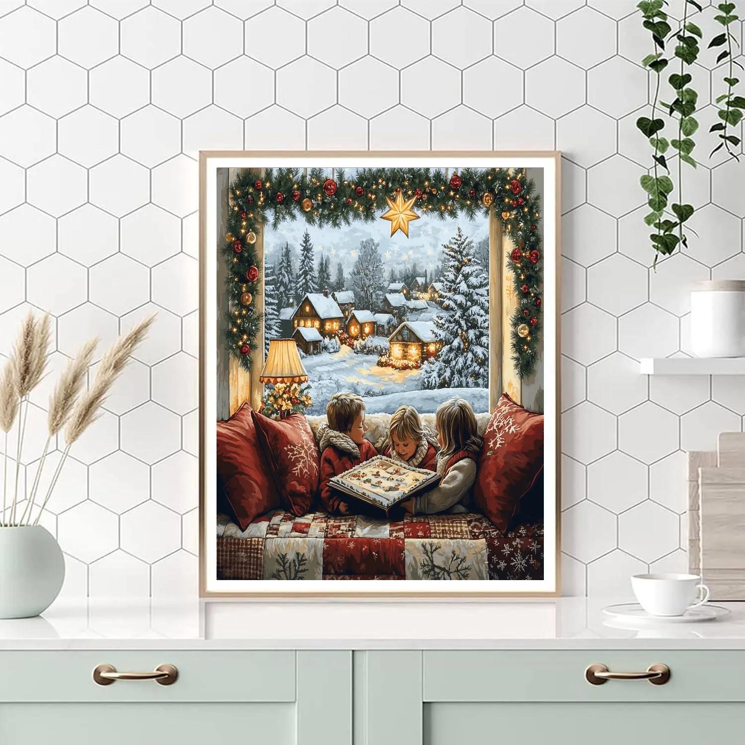 Christmas Story By The Window paint by number