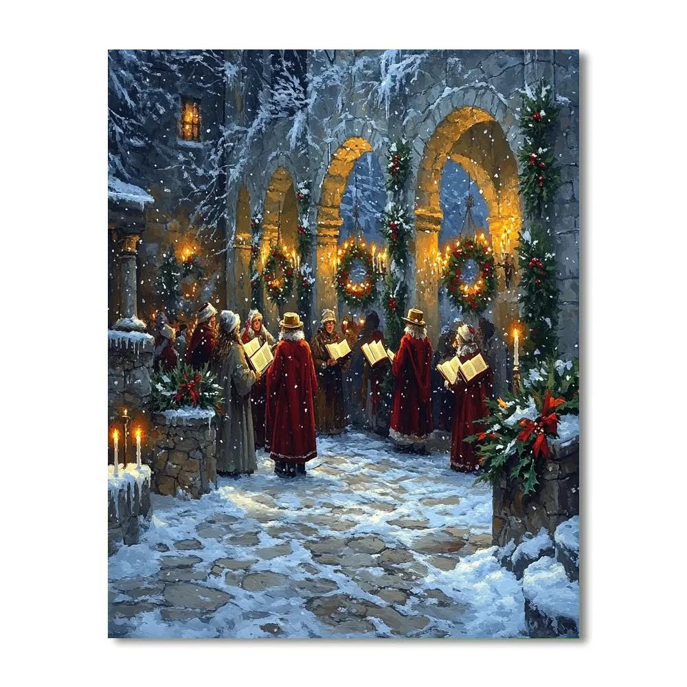 Caroling Through The Courtyard Paint by numbers art