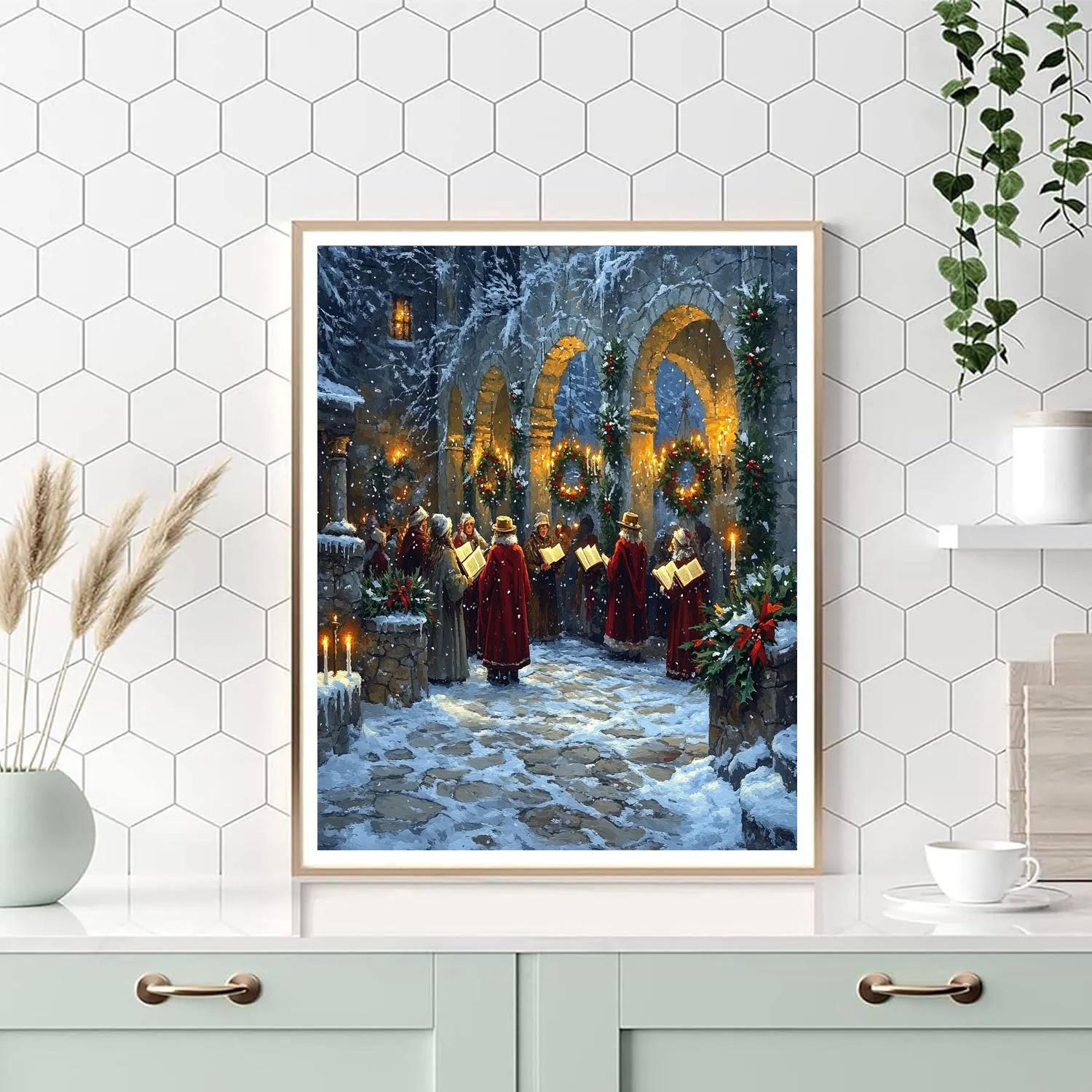 Caroling Through The Courtyard Paint by numbers art