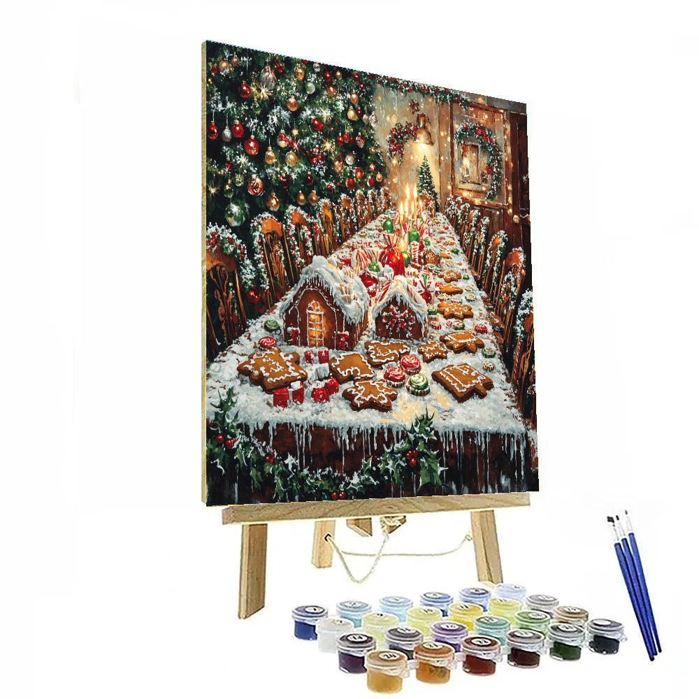 Gingerbread House Decorating Party Paint by numbers art