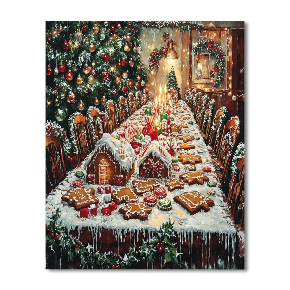 Gingerbread House Decorating Party Paint by numbers art