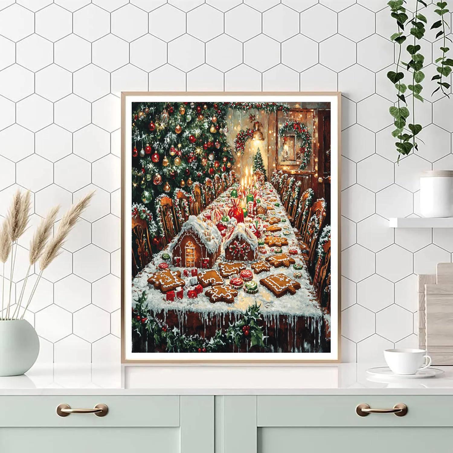 Gingerbread House Decorating Party Paint by numbers art