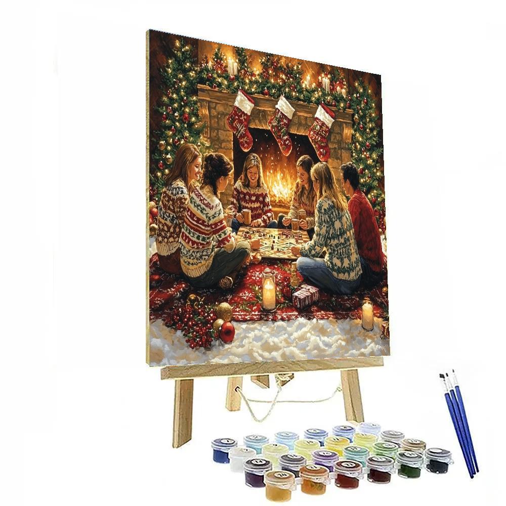 Fireside Christmas Game Night painting number kit