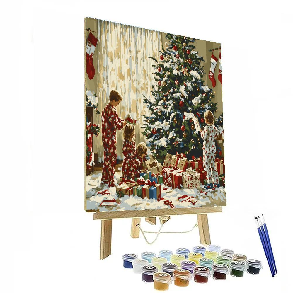 Christmas Morning Unwrapping Joy Number painting