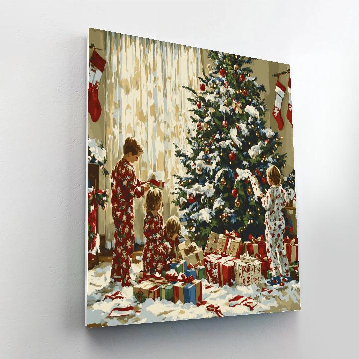 Christmas Morning Unwrapping Joy Number painting
