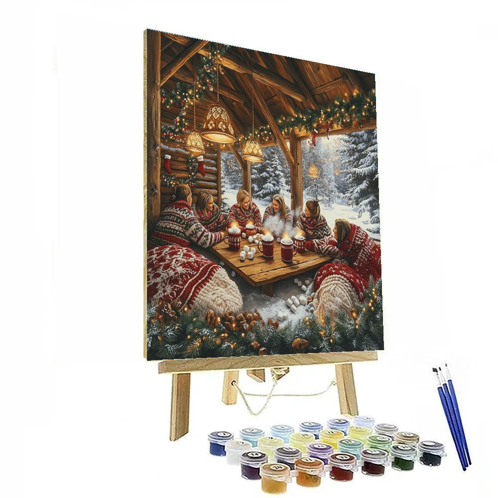Hot Cocoa Chalet Gathering Numbered painting kits