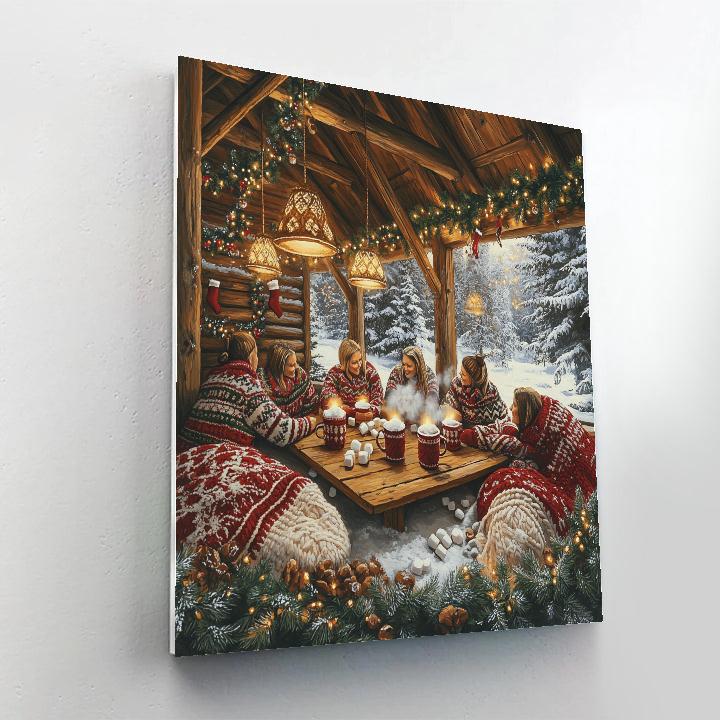 Hot Cocoa Chalet Gathering Numbered painting kits