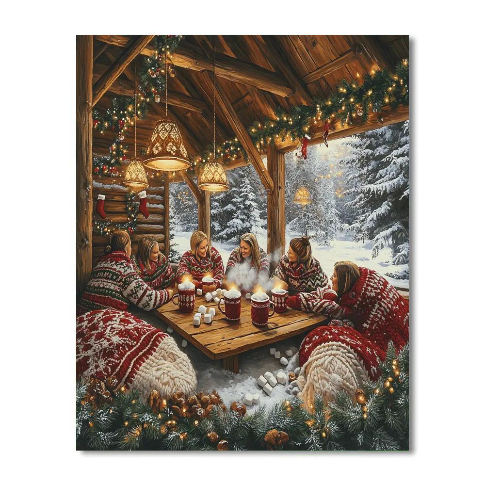 Hot Cocoa Chalet Gathering Numbered painting kits
