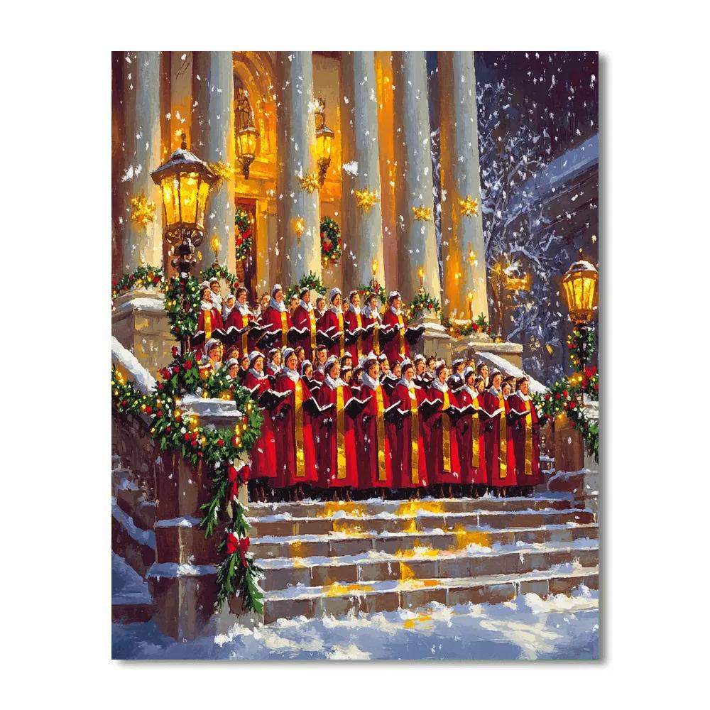 Christmas Choir On The Steps Paint by numbers kits