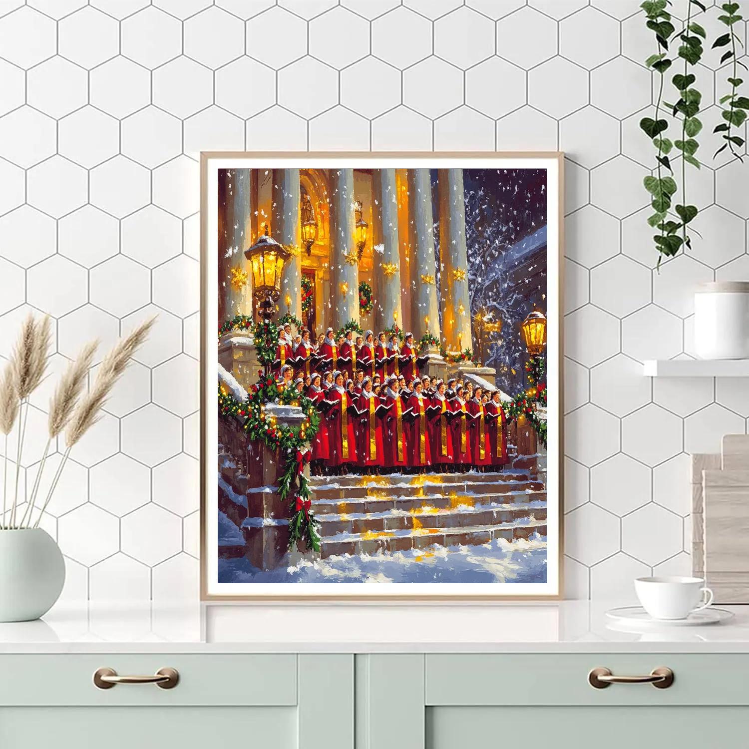 Christmas Choir On The Steps Paint by numbers kits