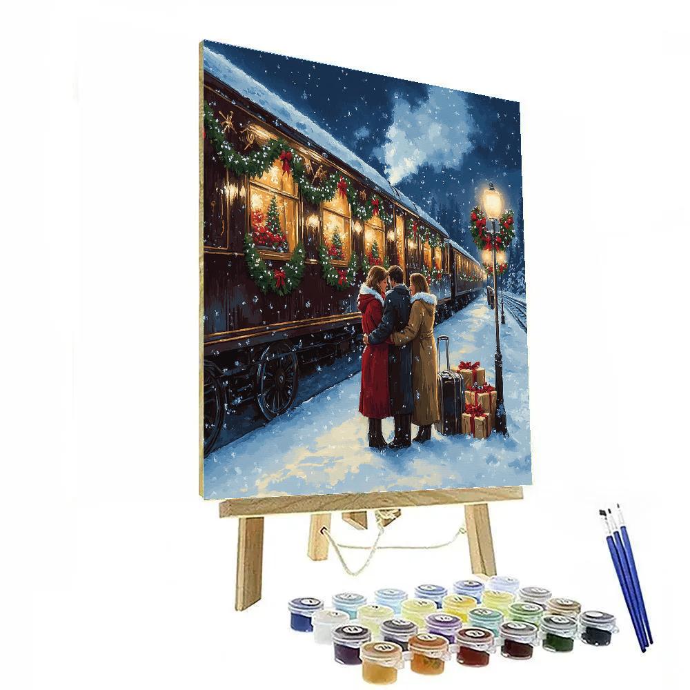 Holiday Train Station Reunion paint by number