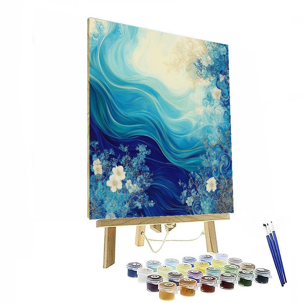 Alphonse Mucha Inspired Whispering Ocean Currents Paint by numbers art