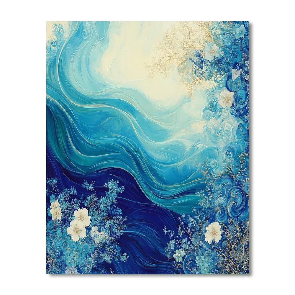 Alphonse Mucha Inspired Whispering Ocean Currents Paint by numbers art