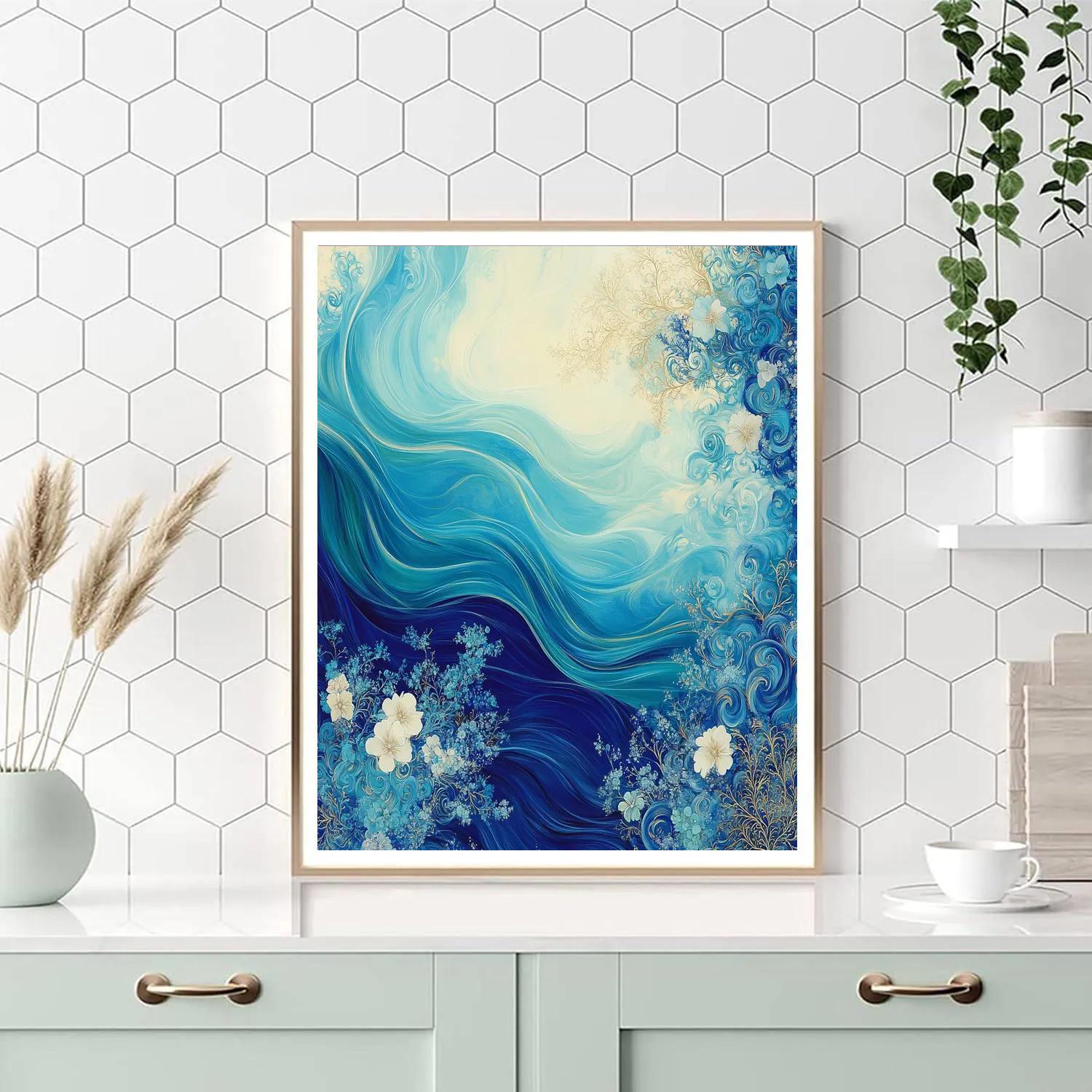Alphonse Mucha Inspired Whispering Ocean Currents Paint by numbers art